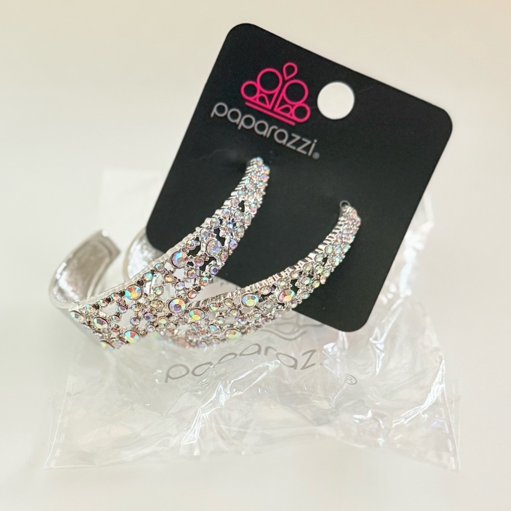 Paparazzi Silver/Iridescent Hoop Earrings